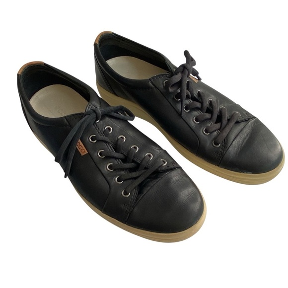 ECCO Soft 7 Sleek Scandinavian Men's Soft Black Leather Sneaker EU 43 SZ 10 - Picture 1 of 16